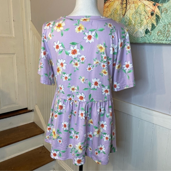 Dreamy Lilac Crochet Lace Babydoll Peplum Top - Cottagecore Meets Y2K - Picture 6 of 11